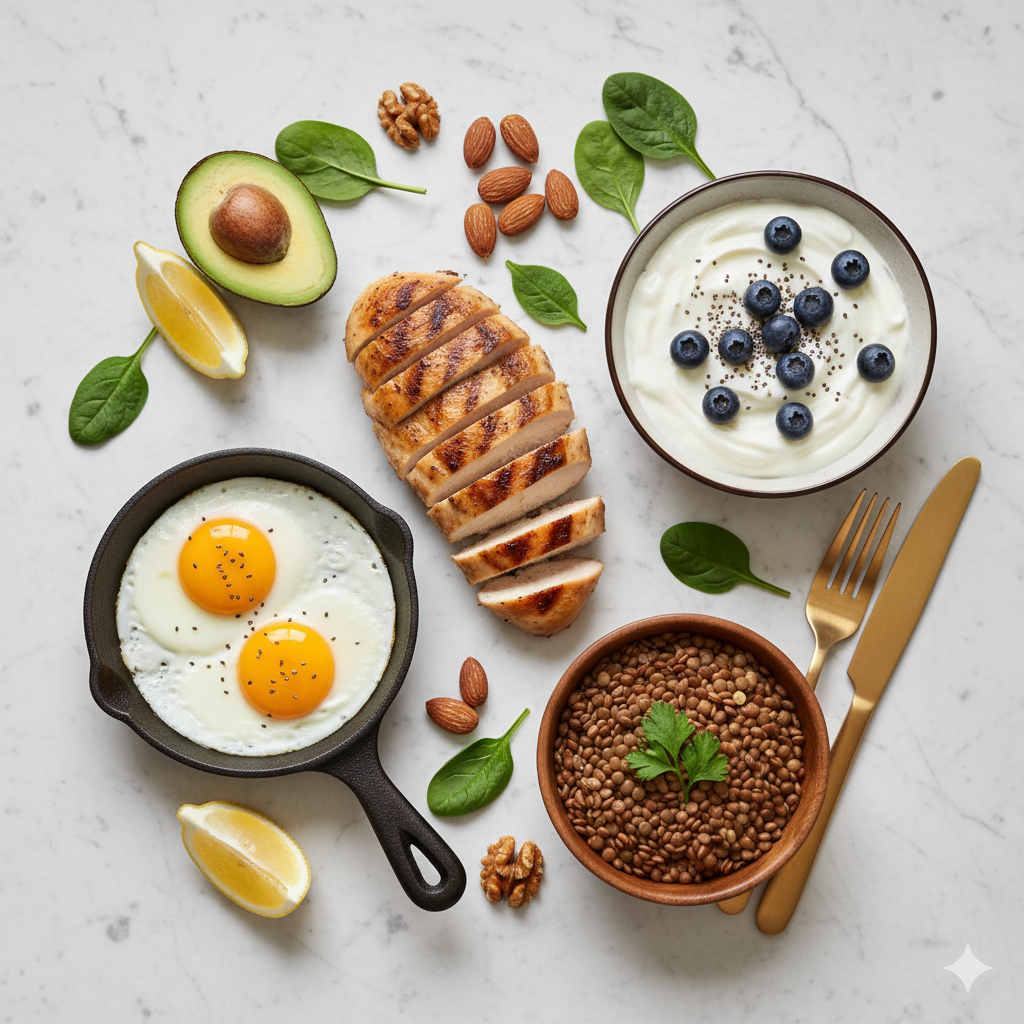 photography of high-protein foods